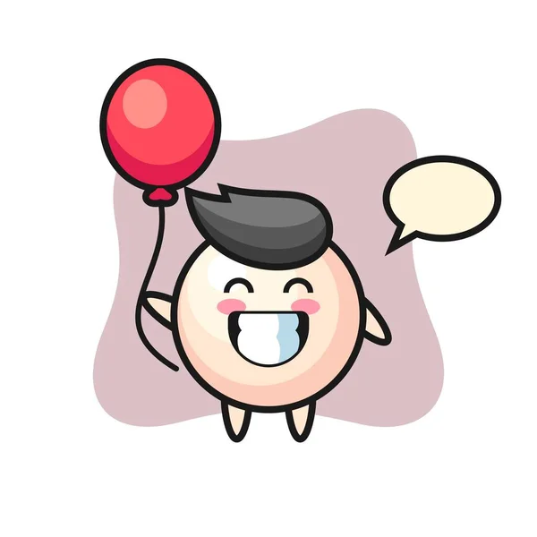 Perle Maskottchen Illustration Spielt Luftballon — Stockvektor