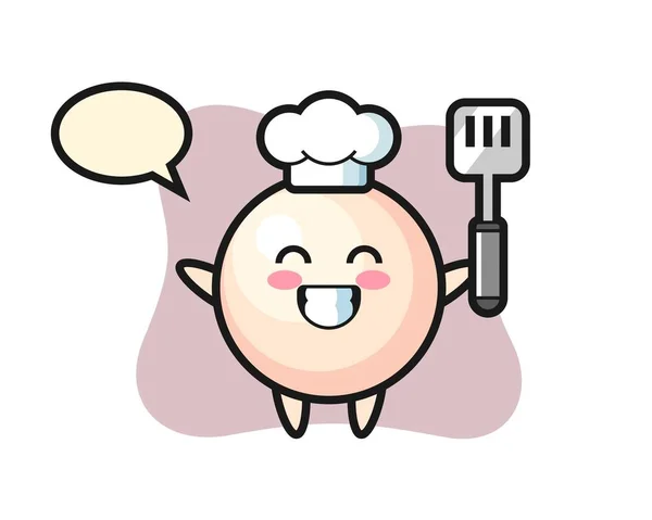 Pearl Character Cartoon Chef Cooking — Stock Vector