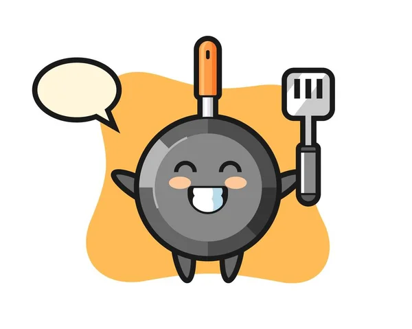 Pfannencharakter Illustration Als Koch Kocht — Stockvektor