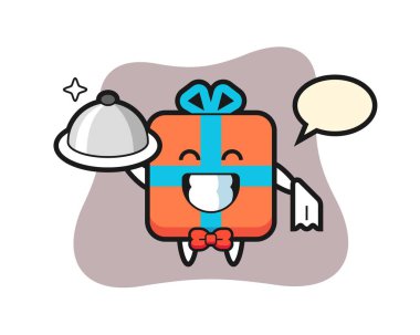 Garson olarak hediye kutusunun maskotu.