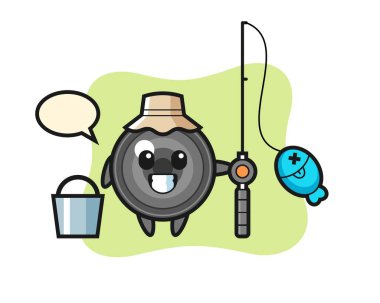 Bir balıkçı olarak kamera merceğinin maskot karakteri