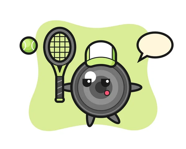 Cartoon Charakter Der Kameralinse Als Tennisspieler — Stockvektor