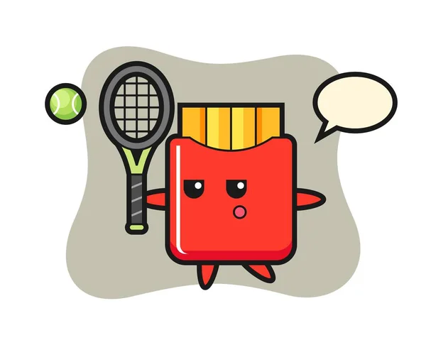 Karikatur Von Pommes Als Tennisspieler — Stockvektor