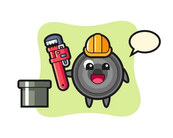 Character Illustration Camera Lens Plumber — Stock Vector