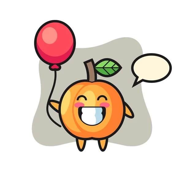 Apricot Mascote Ilustração Está Jogando Balão — Vetor de Stock
