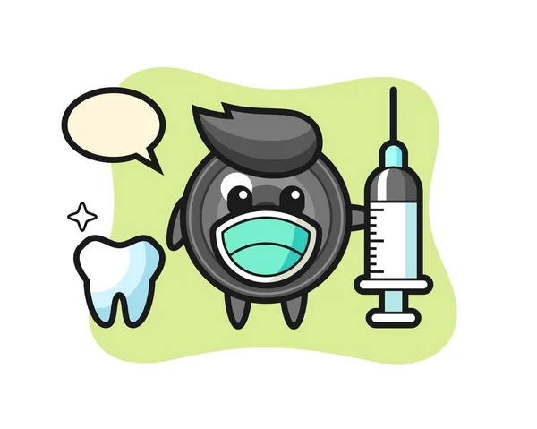 Carácter Mascota Lente Cámara Como Dentista — Vector de stock