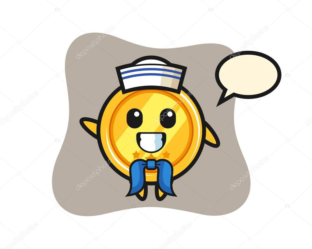 Character mascot of medal as a sailor man