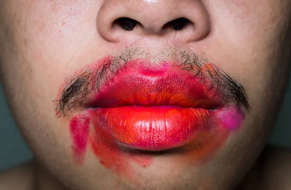 Colorful lipstick on the mouth. — Stock Photo, Image