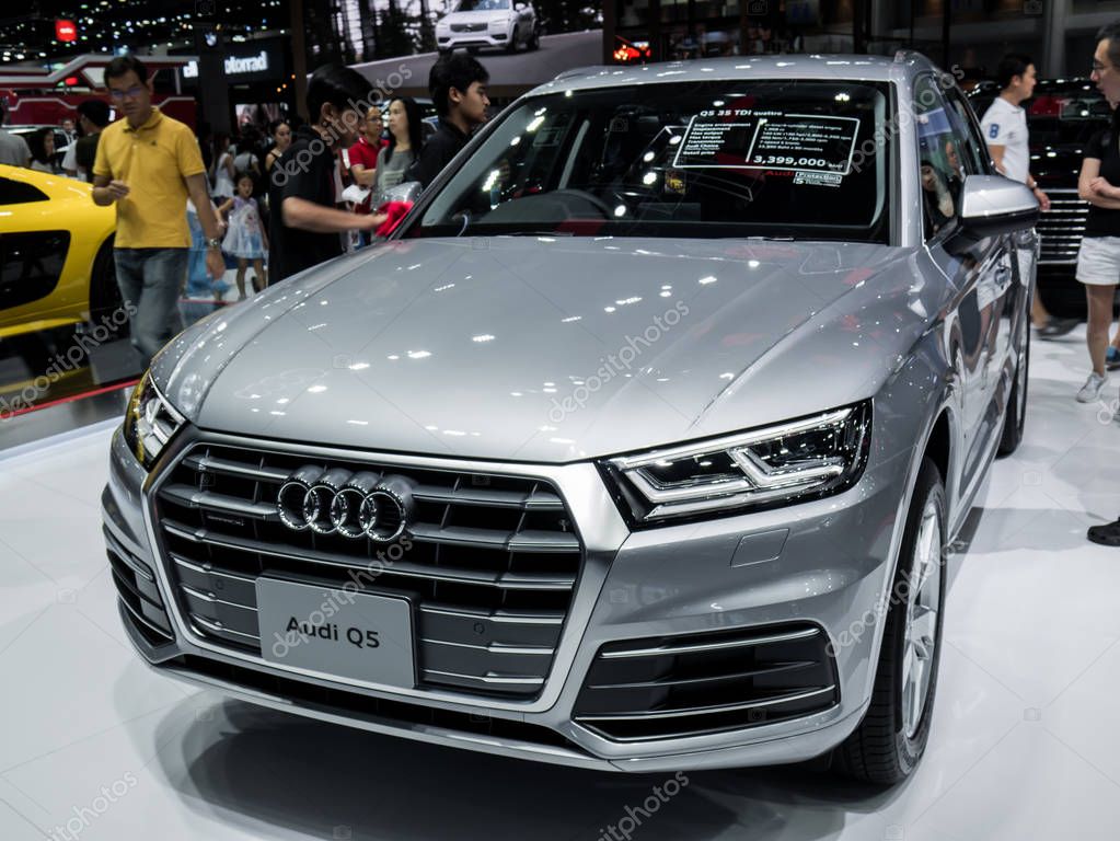 Nonthaburi, THAILAND, March 2018 : Audi q5 on display in Bangkok International Motor Show 2018 at Impact Arena exhibition Muangthong Thani in Thailand.