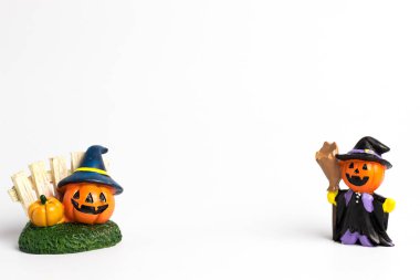 Bir çit ve sihirbaz kabak halloween ile Halloween kabaklar ve