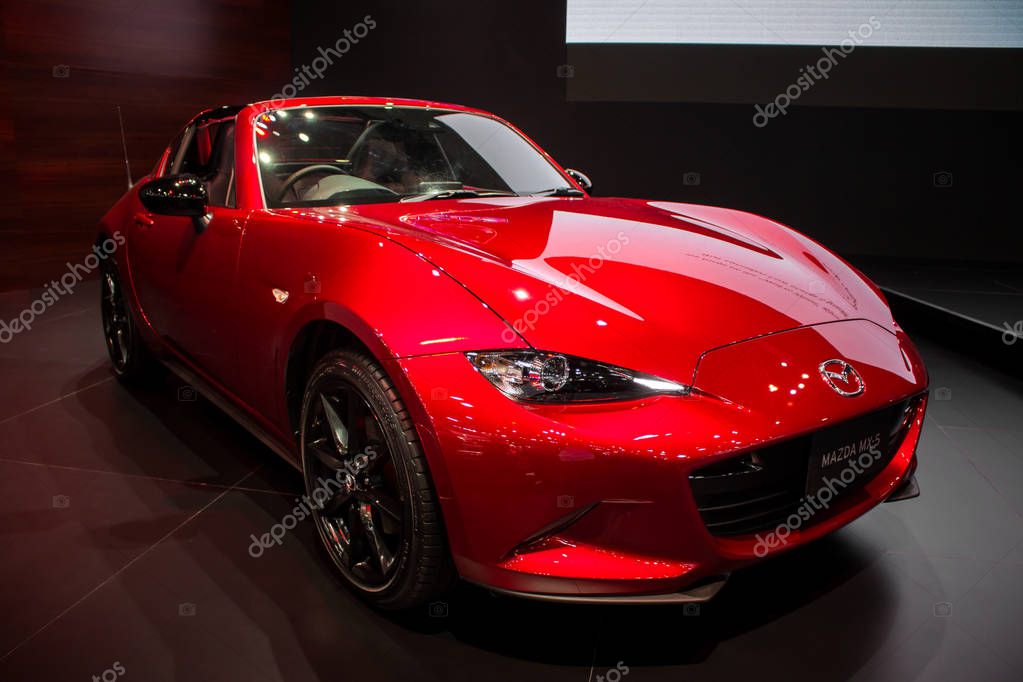 Nonthaburi, THAILAND, December 2018 : Mazda mx-5 on display in Bangkok International Motor Expo 2018 at Impact Arena exhibition Muangthong Thani in Thailand.