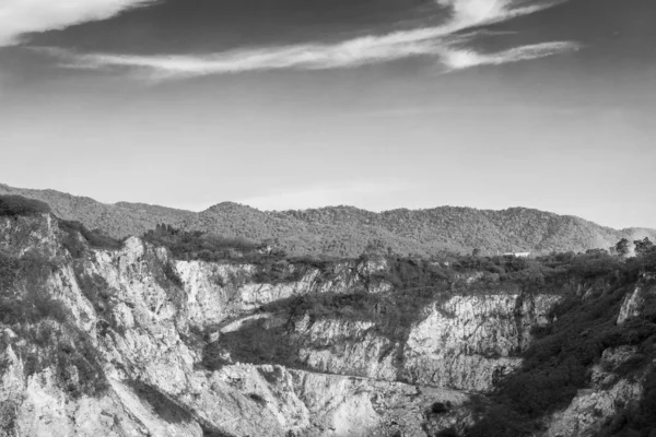 Black and white landscape of grand canyon in Thailand.