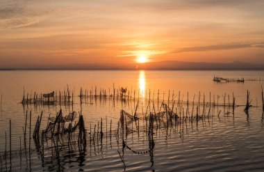 Valencia, Valencia, İspanya Albufera 'da gün batımı.