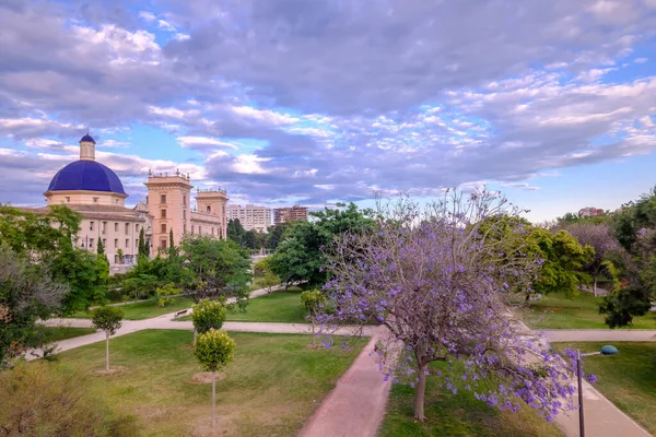 Paesaggio dei giardini del fiume Turia area ricreativa e sportiva a Valencia — Foto Stock