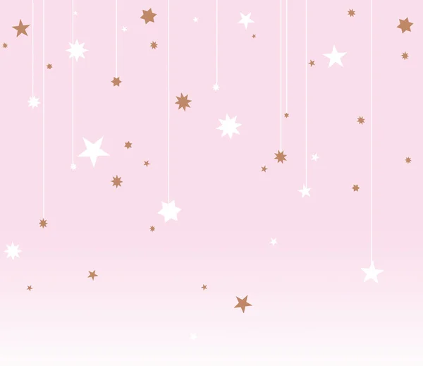 Pink gradient Valentines background with shiny stars, illustration. White and golden stars. Wallpaper and background. — Stock Photo, Image