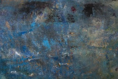 Lacivert arka planda soyut yağ boyası. Açık renklerde fırça darbeleri.