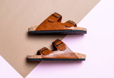 men's and women's (unisex) fashion leather sandals clipart