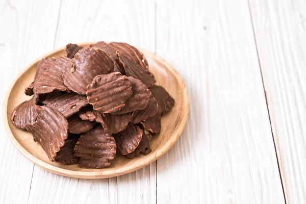 Potatischips Med Choklad Tallrik — Stockfoto