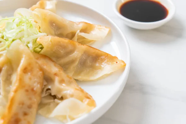 Japanse Gyoza Knoedels Snack Met Sojasaus — Stockfoto