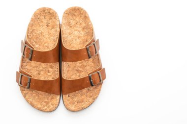 erkek ve kadın'ın (unisex) beyaz arka plan üzerinde izole deri sandalet moda