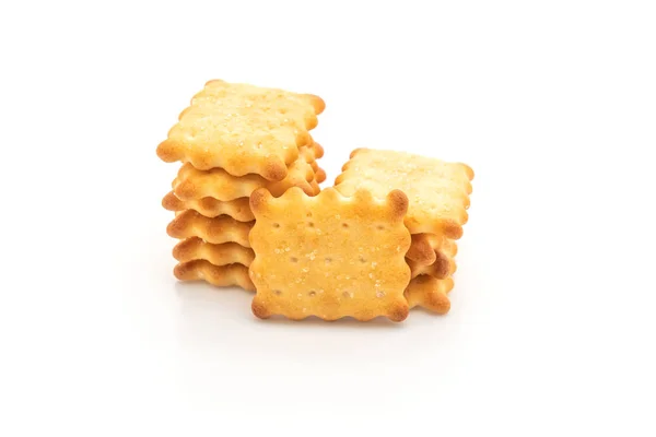 Biscuit Cracker Met Suiker Geïsoleerd Witte Achtergrond — Stockfoto