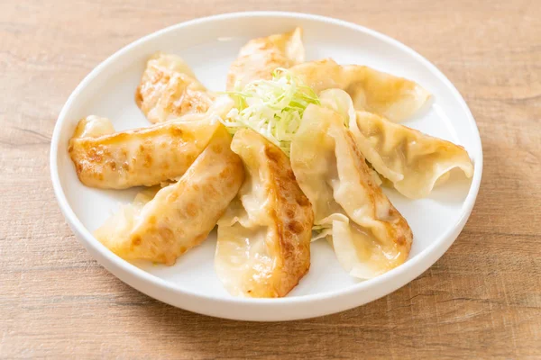 Aperitivo Japonés Gyoza Dumplings Con Salsa Soja —  Fotos de Stock