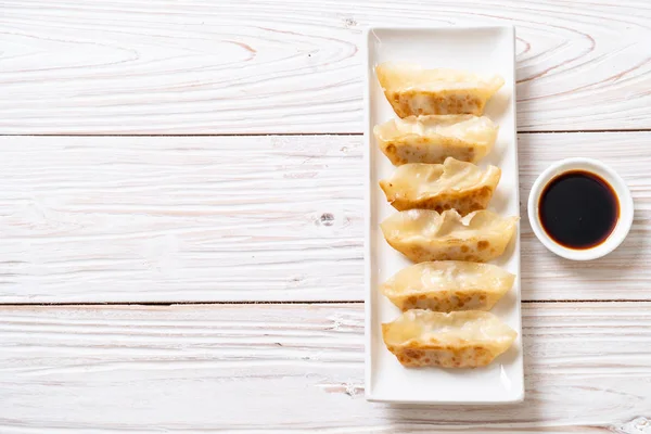 Gyoza Japonais Boulettes Collation Sauce Soja — Photo