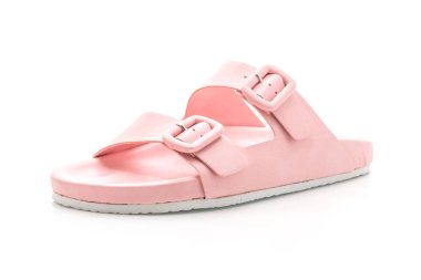 Kadınlar beyaz arka plan üzerinde izole sandalet deri