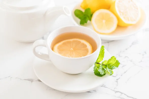 Cup Hot Lemon Tea — Stock Photo, Image