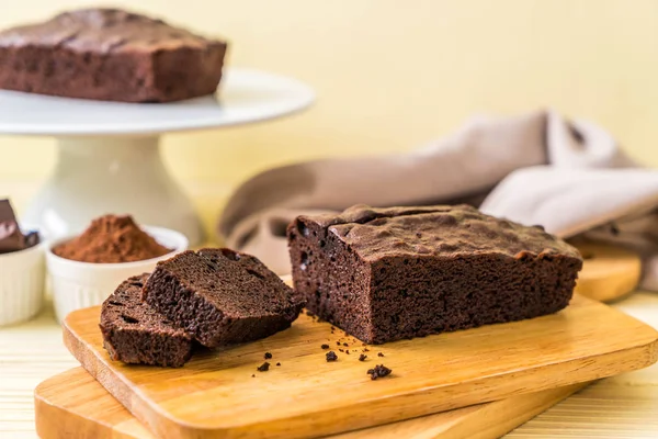 Pastel Chocolate Brownie Sobre Fondo Madera —  Fotos de Stock