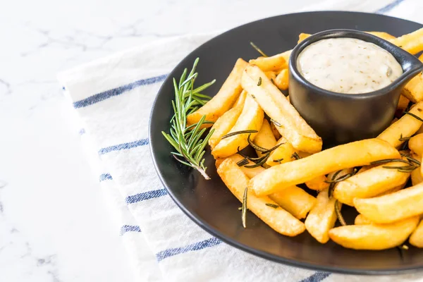 Batatas Fritas Com Molho Comida Não Saudável — Fotografia de Stock