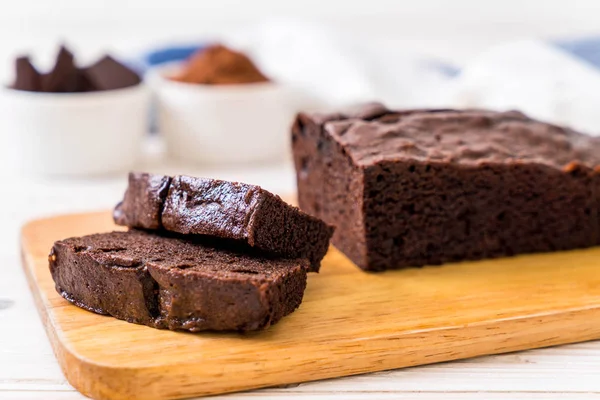 Pastel Chocolate Brownie Sobre Fondo Madera — Foto de Stock