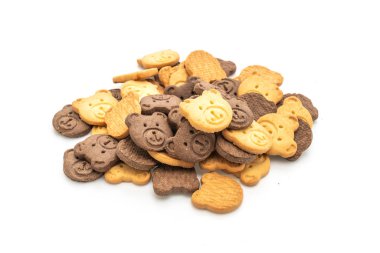 Beyaz arka plan üzerinde izole ayı bisküvi kraker