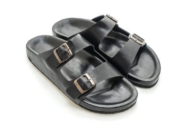 Erkekler beyaz arka plan üzerinde izole sandalet deri