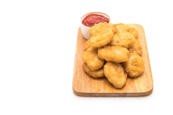 Nuggets Frango Com Molho Isolado Fundo Branco — Fotografia de Stock