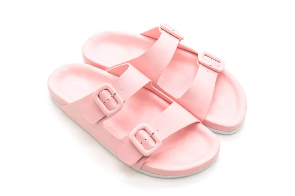 Kvinnor Läder Sandaler Isolerad Vit Bakgrund — Stockfoto