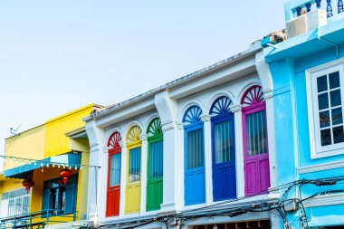 eski binalar Çin Portekiz tarzı, Tayland Phuket tarihi kent, güzel mimari