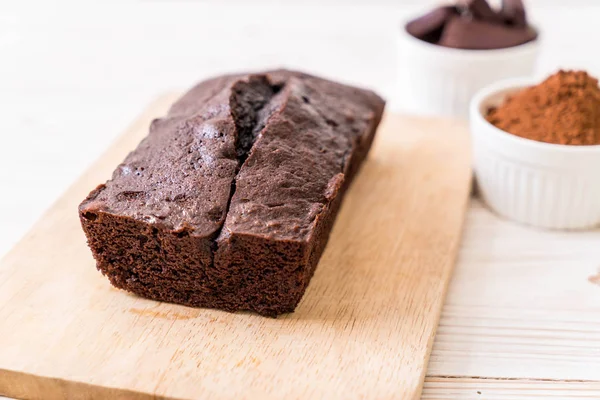 Pastel Chocolate Brownie Sobre Fondo Madera — Foto de Stock