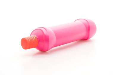 Banyo beyaz arka plan üzerinde izole sıvı şişe Temizleme