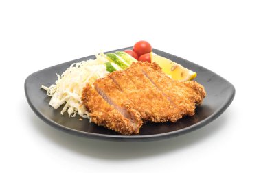 Beyaz arka plan üzerinde izole Japon derin kızarmış domuz pirzola (tonkatsu set)