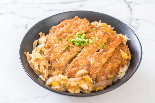 Gebakken Varkensvlees Cutlet Rijst Kom Katsudon Japanse Keuken Stijl — Stockfoto