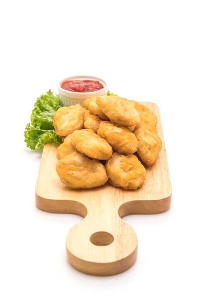 Nuggets Frango Com Molho Isolado Fundo Branco — Fotografia de Stock