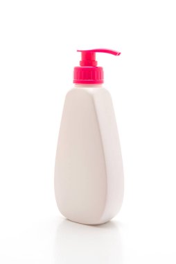 Jel, köpük veya sıvı sabun dispenseri pompa plastik beyaz arka plan üzerinde izole şişe