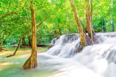 Güzel Huay Mae Kamin Waterfall, Kanchanaburi Tayland
