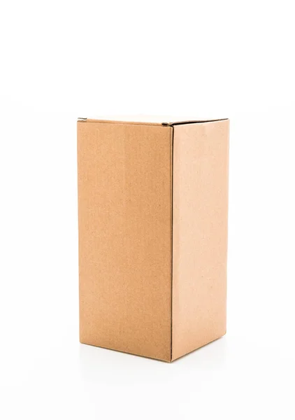 Hnědý Papírový Box Izolované Bílém Pozadí — Stock fotografie