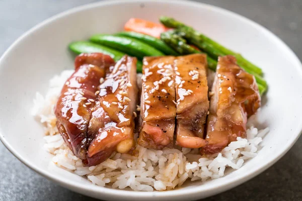 Теріякі Курячий Рисовий Посуд Азіатський Стиль Харчування — стокове фото