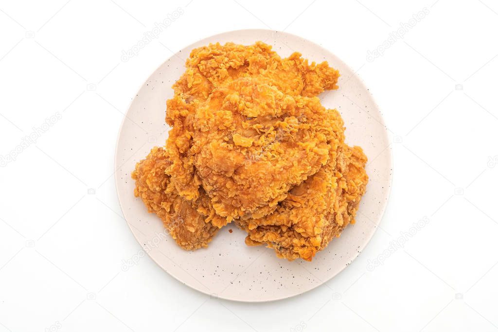 fried chicken meal (junk food and unhealthy food) isolated on white background