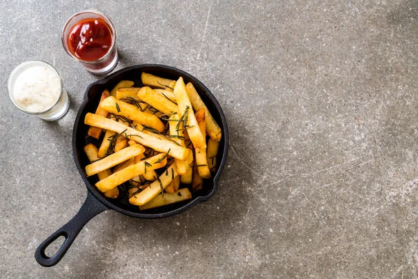 French Fries Sauce Unhealthy Food — Stock Photo, Image