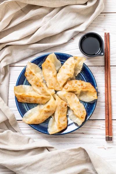 Japansk Gyoza Eller Dumplings Mellanmål Med Sojasås — Stockfoto