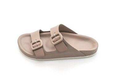 Kadınlar beyaz arka plan üzerinde izole sandalet deri